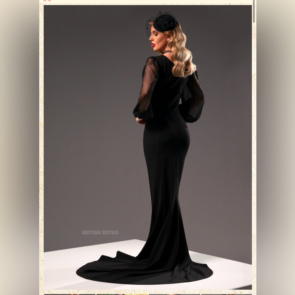 British Retro ‘Carpe Noctem’ Seize The Night Black Evening Dress NWOT - Picture 3 of 3